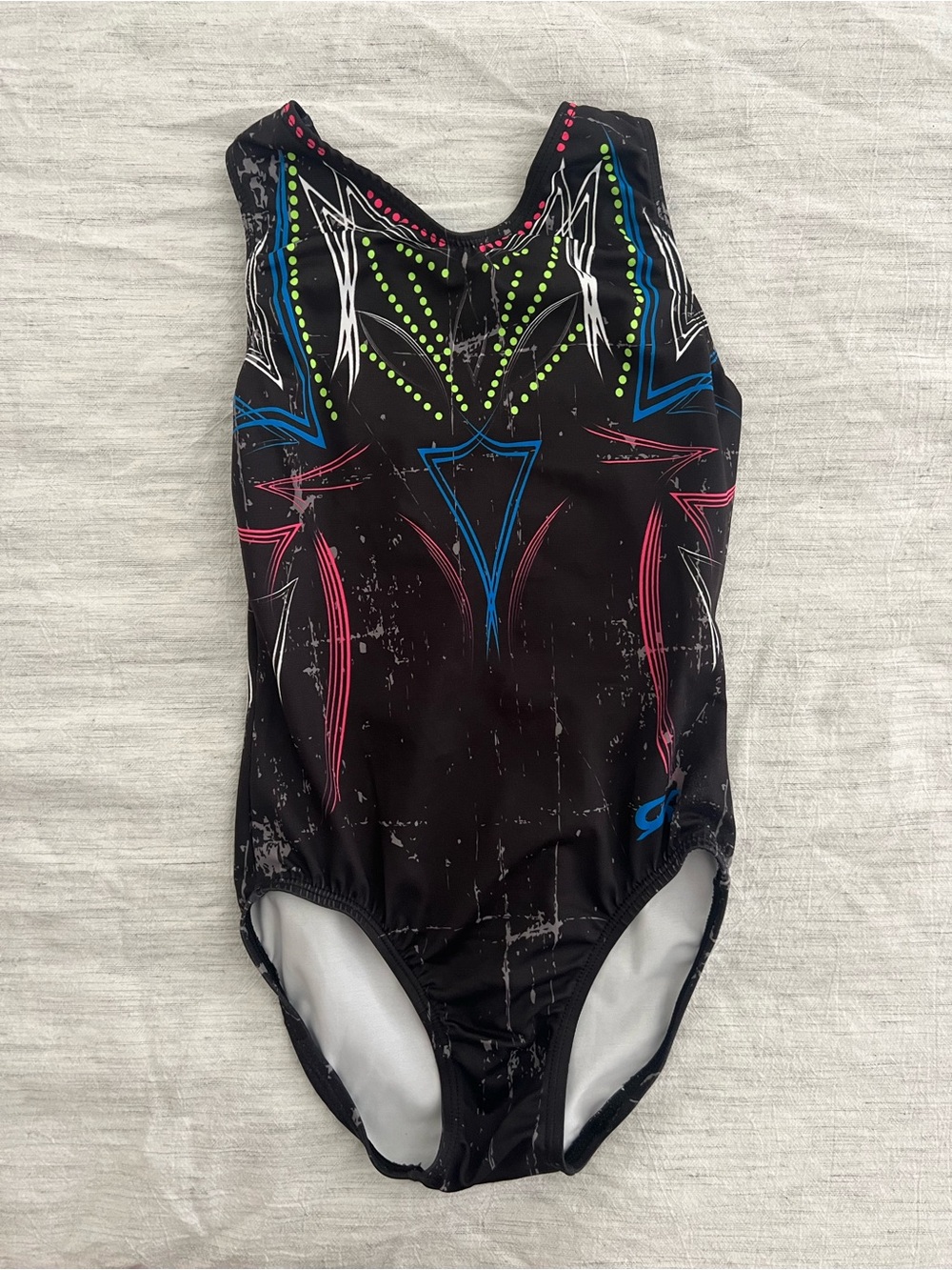 GK Black Leotard with Neon Pink Blue and Lime Accents